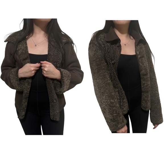 Ponte‎ Vecchio Reversible Brown Shearling Coat Jacket Lamb Leather Suede Italy - Picture 1 of 8